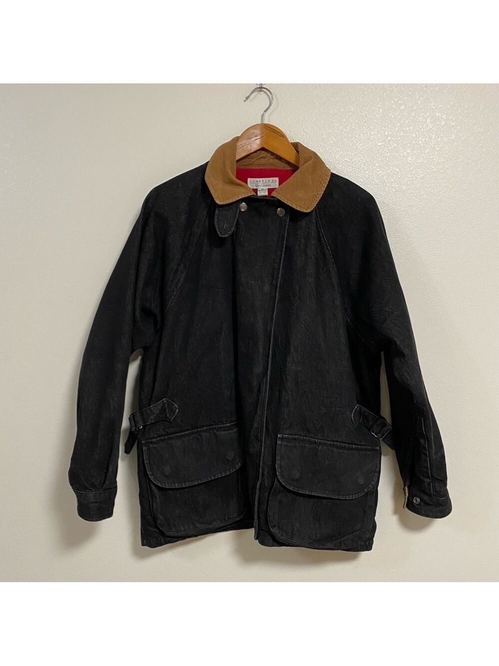 Cambridge Dry Goods Jacket Men’s Small Distressed Black Denim Chore Coat Vtg